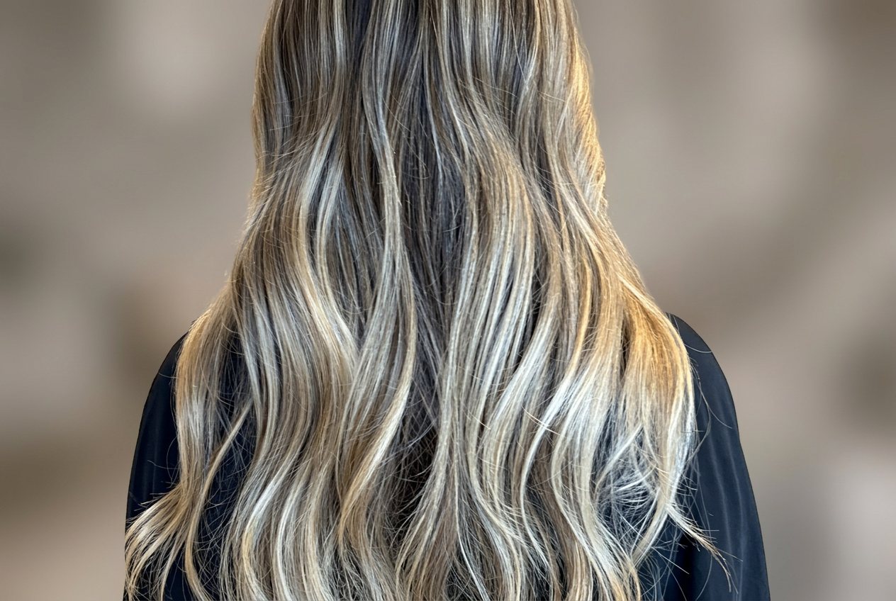 Finished multidimensional blonde highlights catching the light